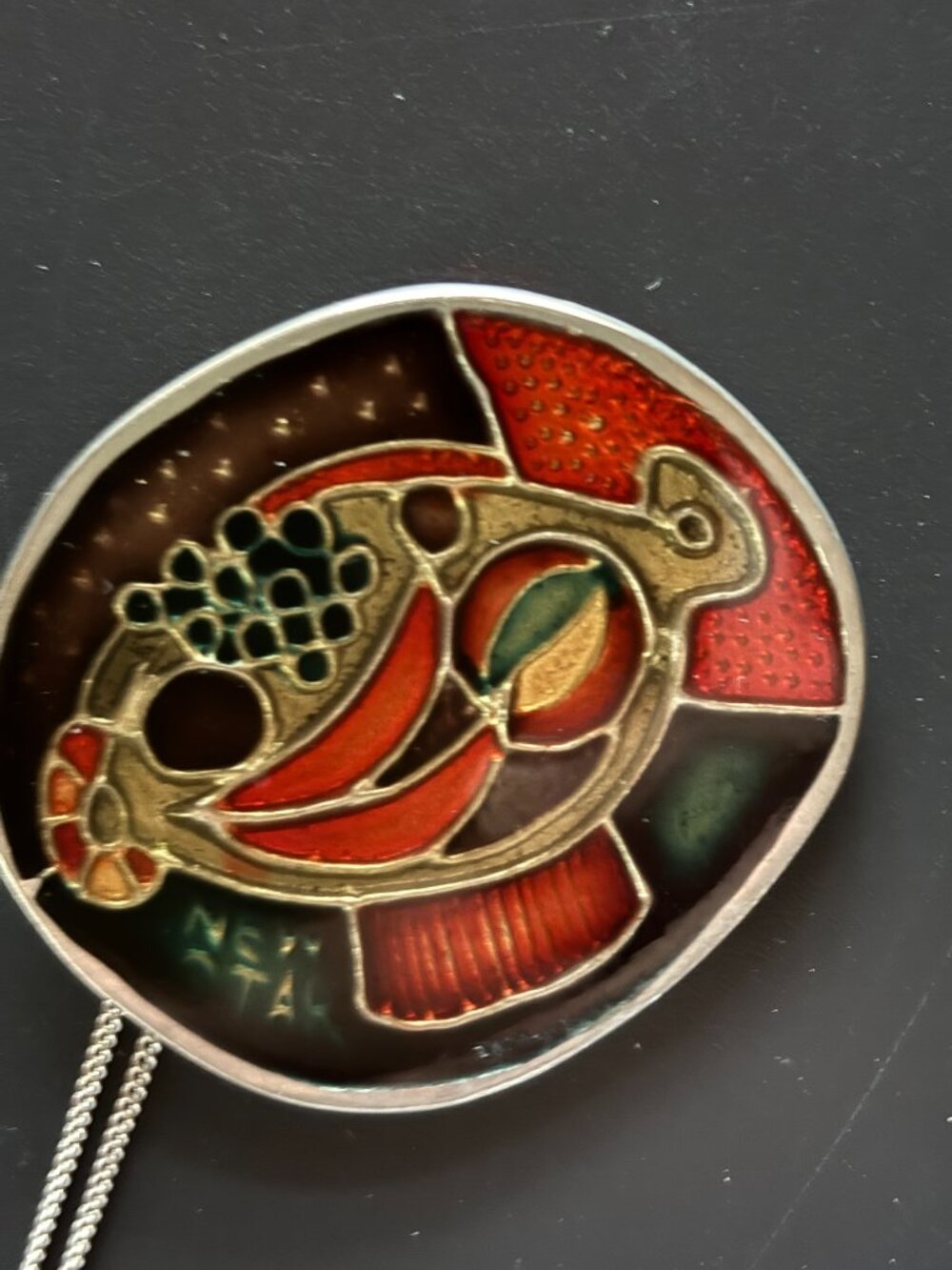 Necklace, 'New Star' Artist jewelry in Cloisonne style